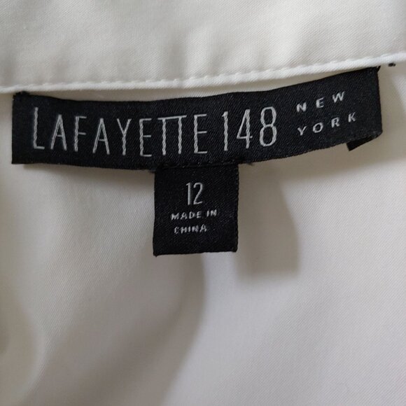 Lafayette 148 Crisp White Button Down Shirt Poplin Minimalist Staple Piece 12 - Picture 9 of 11